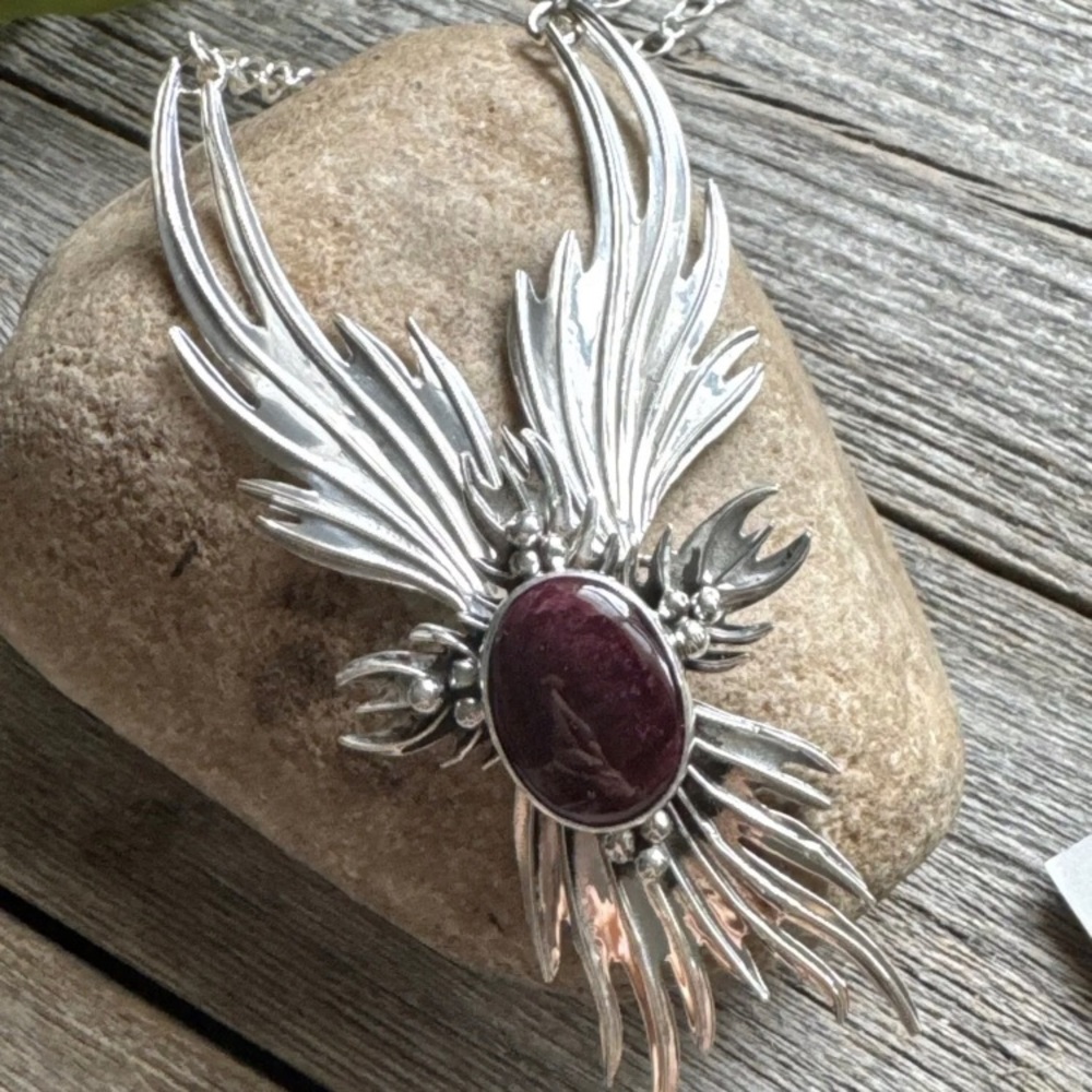 Navajo Sterling Silver Purple Spiny Oyster Chain Lariat Y Necklace Earrings Set - Picture 9 of 12